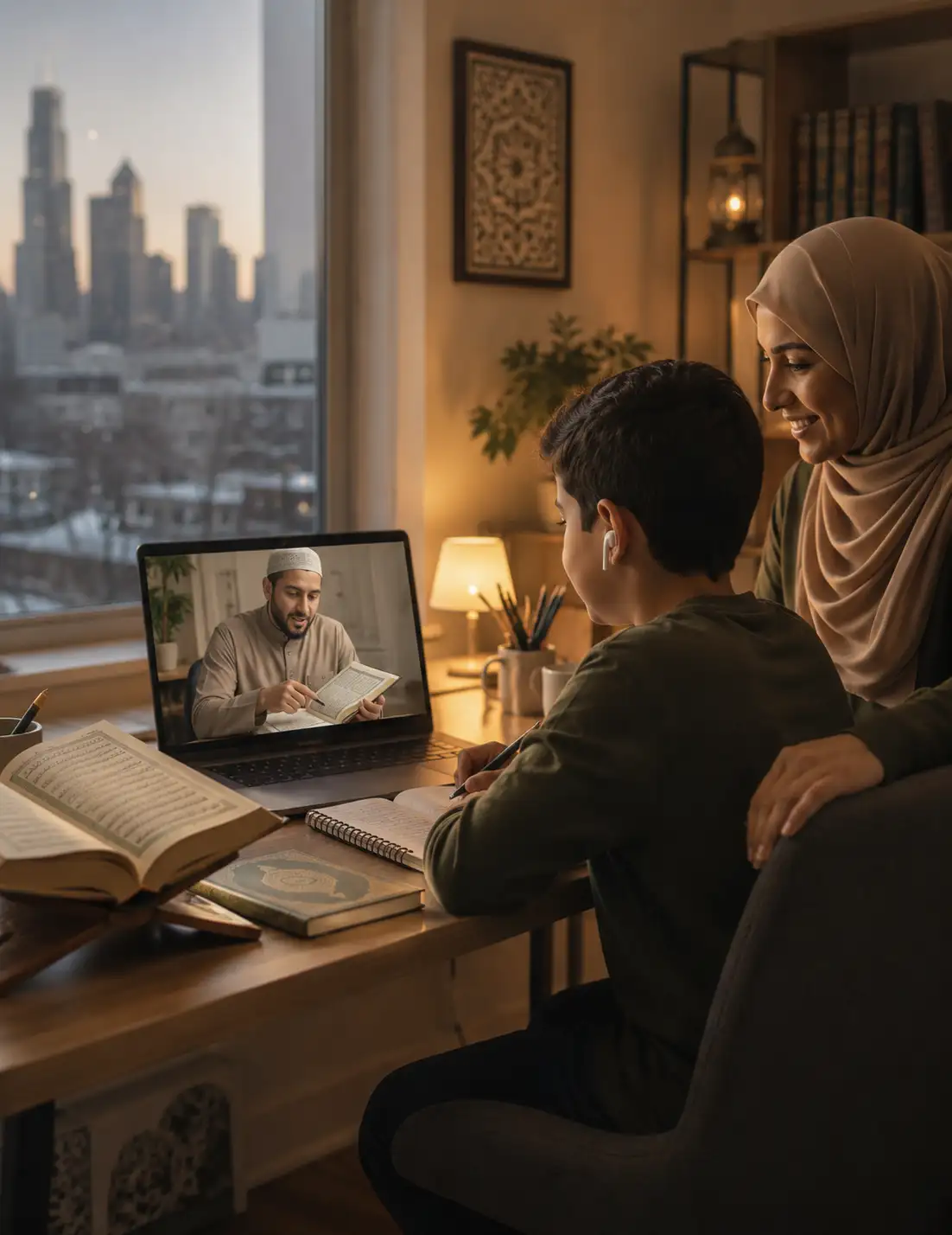 Online Quran Classes Chicago with certified Quran tutor teaching students through live virtual learning sessions