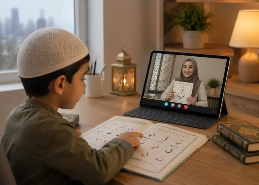 Online Tajweed Learning Classes with certified Quran teachers teaching correct pronunciation and rules of recitation.