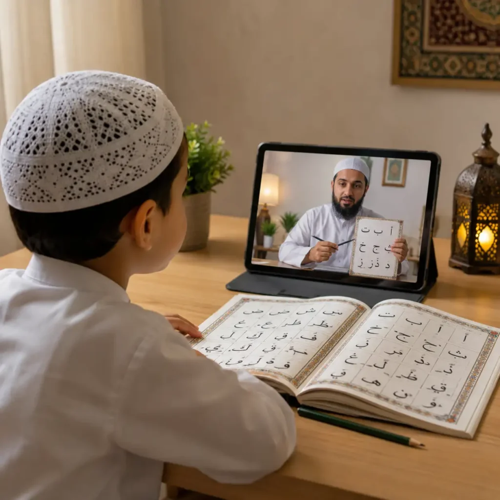 Noorani Qaida classes for beginners in Dearborn Michigan with expert Quran tutors teaching basic Arabic letters and pronunciation