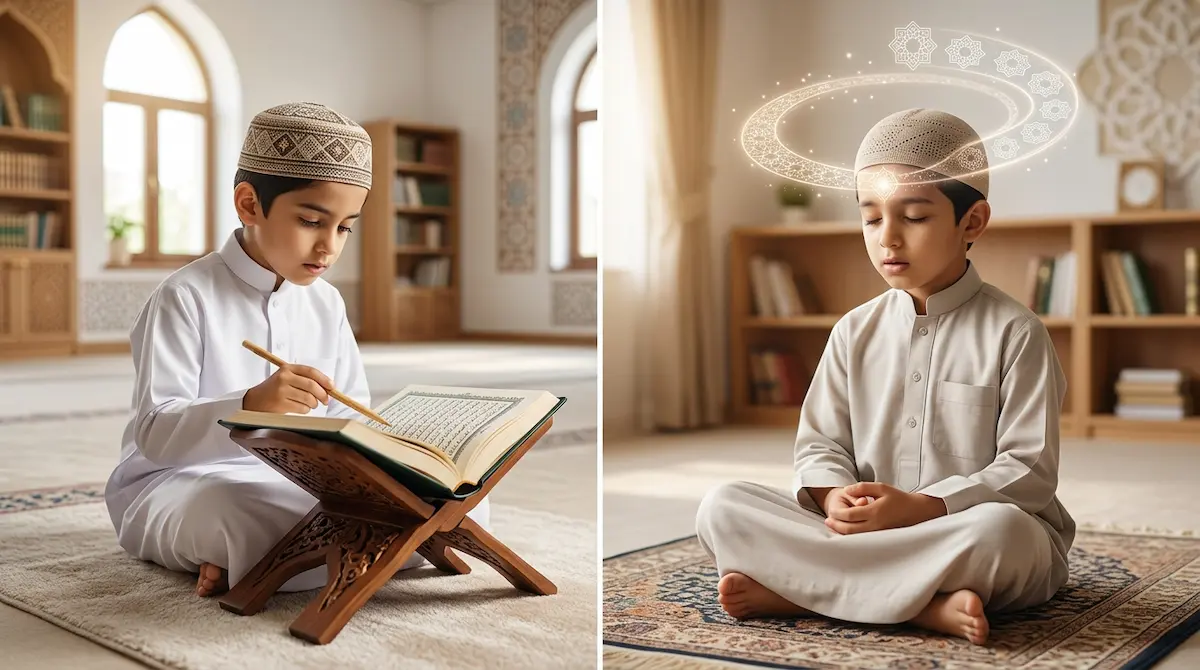 Children learning Quran memorization and Nazra through Online Quran Classes Michigan in a peaceful Islamic learning environment