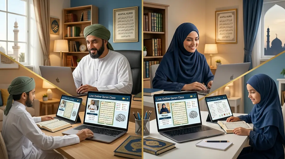 choose between male and female Quran teacher for online live Quran classes